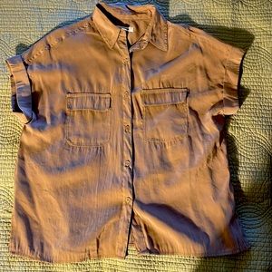 Max Studio khaki size S short sleeve button down top